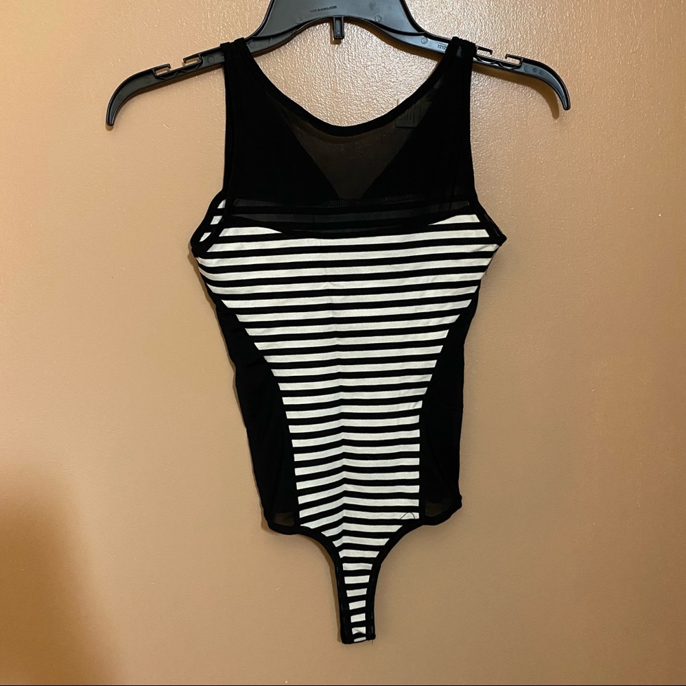 Striped Black and White Bodysuit